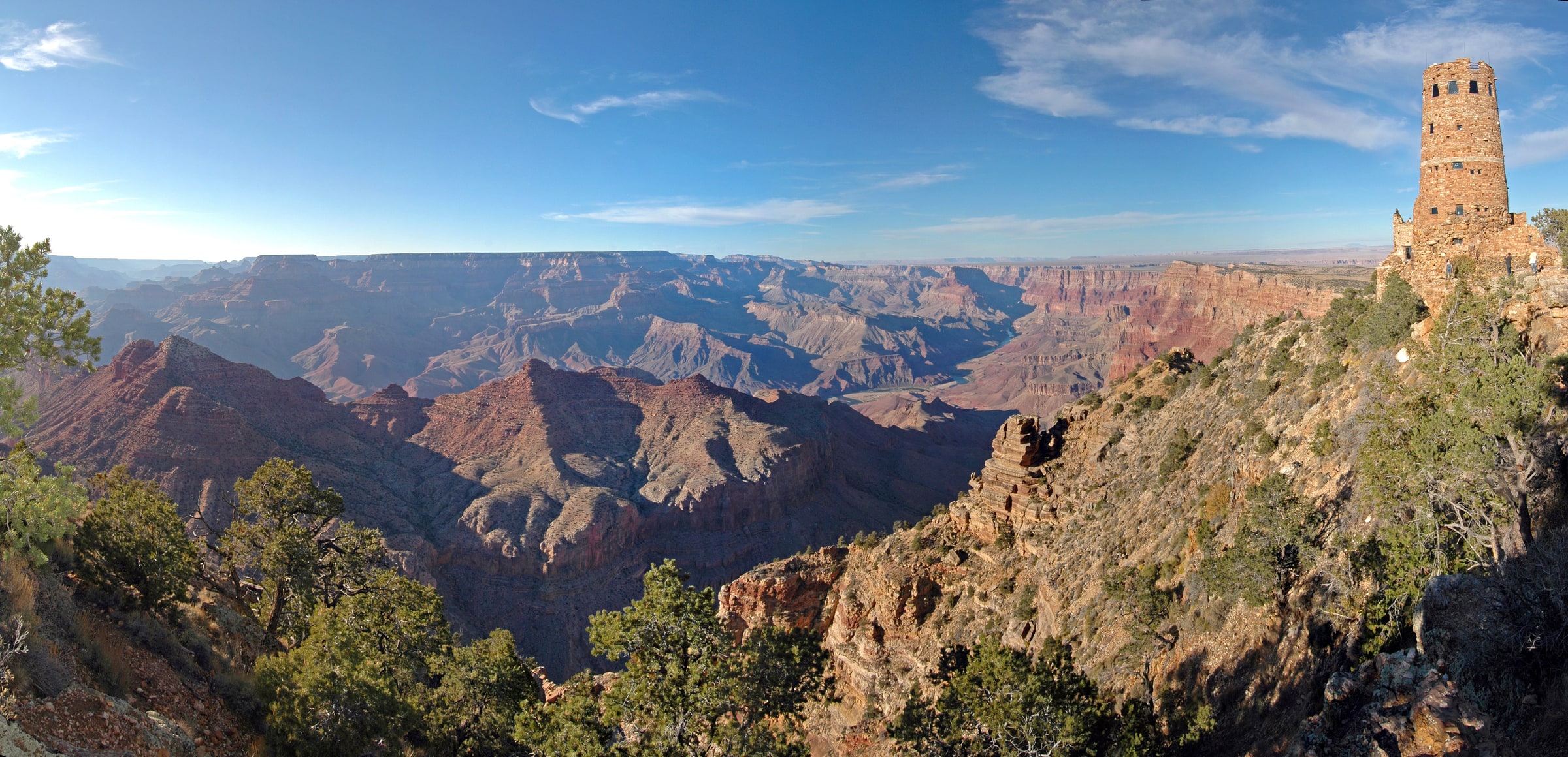 Desert View Watchtower overlooking the eastern Grand Canyon from the South Rim