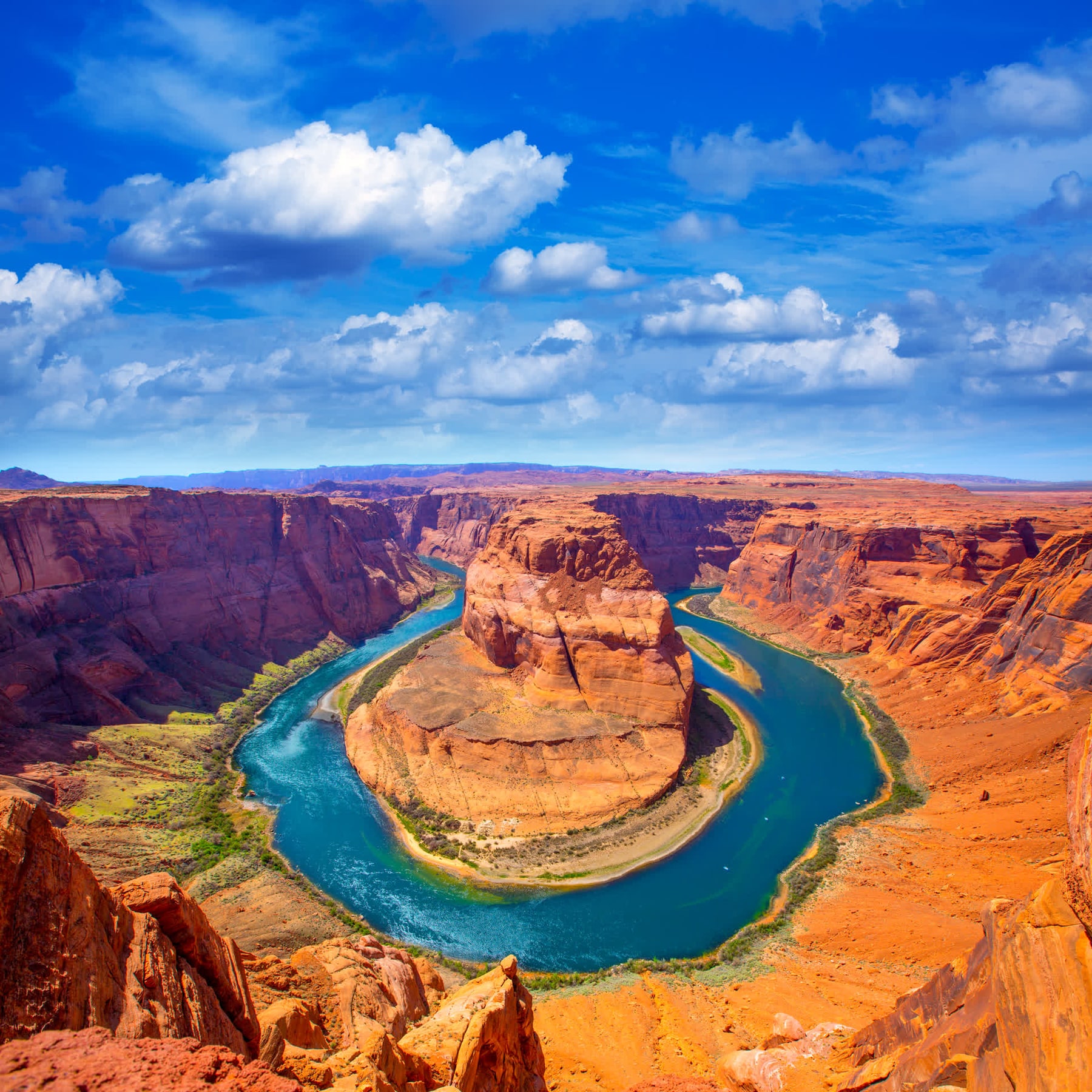 The Colorado River curving around Horseshoe Bend near Page, Arizona