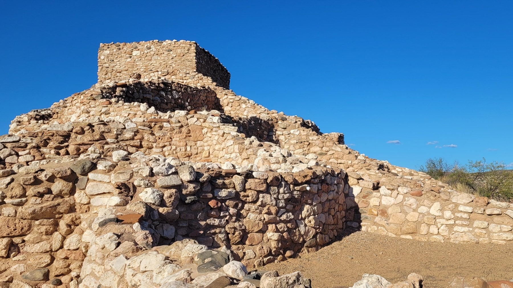 The hilltop pueblo and masonry rooms at Tuzigoot National Monument in the Verde Valley